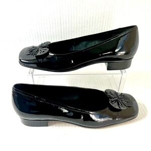 Etienne Aigner Mod Black Gardener Square Toe Loafers With Flower Shoes Size 8